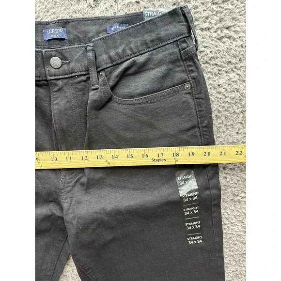 NWT J. Crew Straight Signature Flex Denim Jeans Dark Shadow Mens Size 34 x 34 Slim Straight